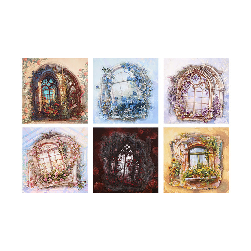 15 Pcs Flower Windows PET Stickers HCQM
