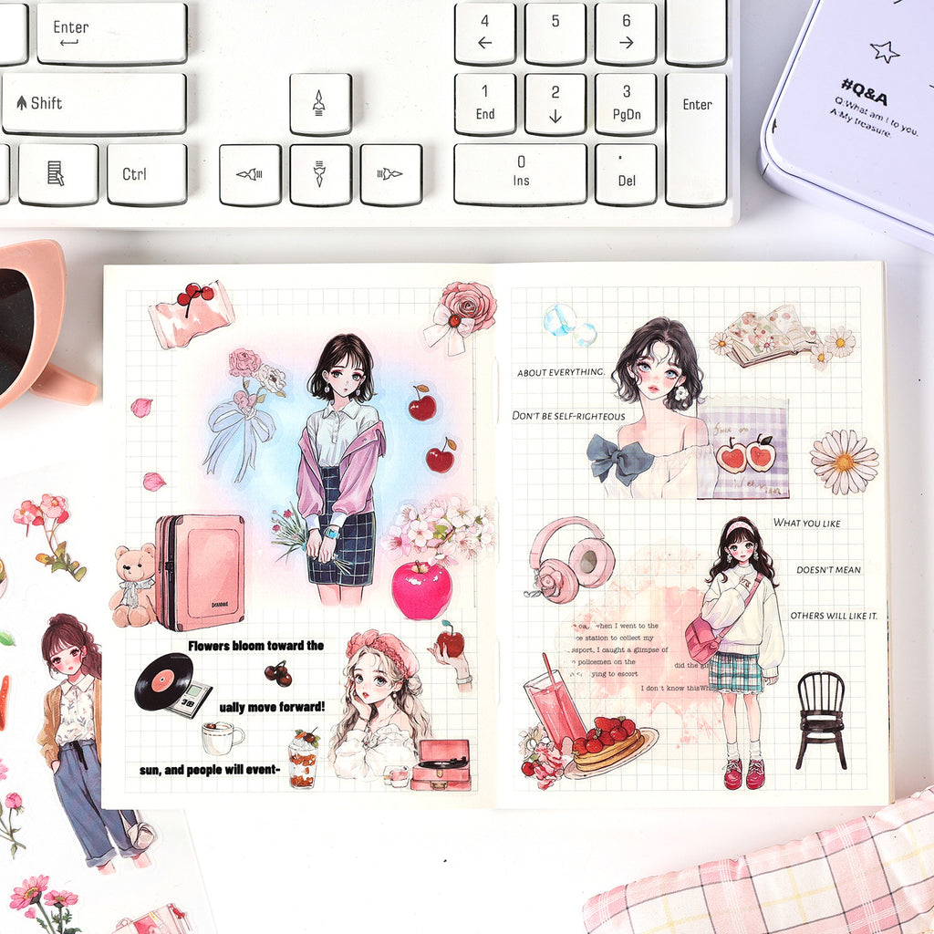 20 Pcs Flower Girl Boy Washi Stickers Book HYHS