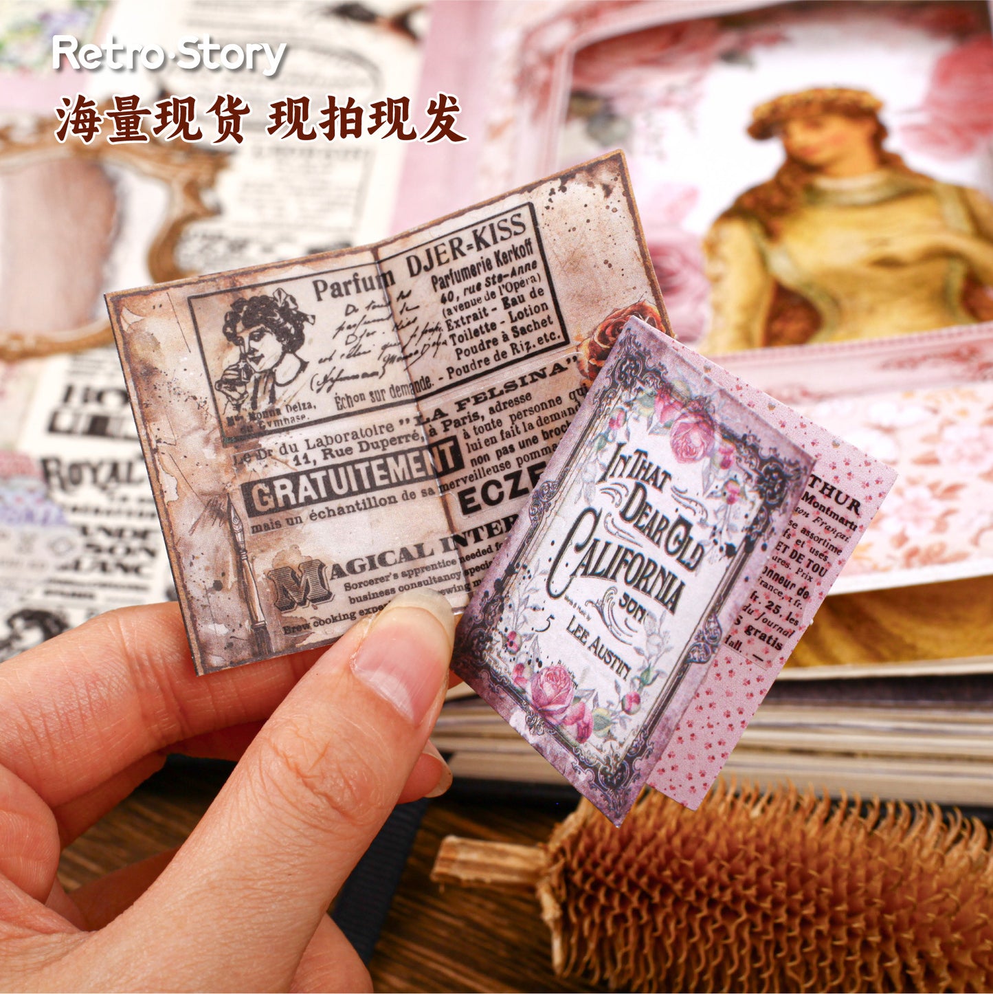 20 Pcs Creative Vitnage Book Themed Stickers SJXYJ