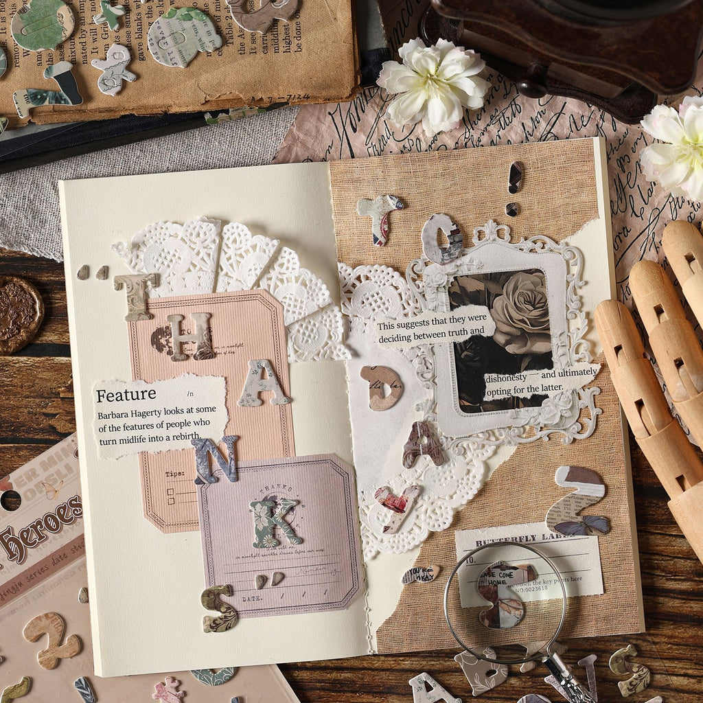 2 Sheets Vintage Alphabet Letter Stickers HYYWG