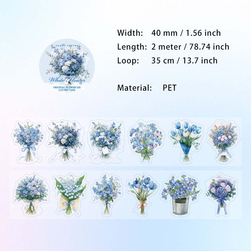 1 Roll Flower Bouquet PET Stickers Tape LMHS