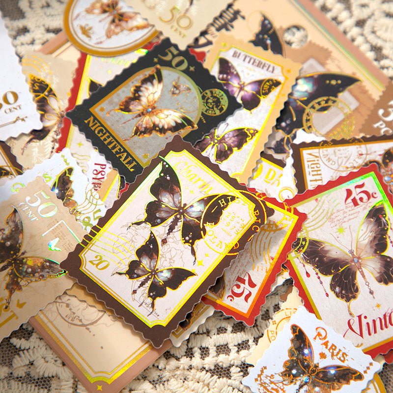 30 Pcs Postage Stamp Butterfly Stickers PPXJ