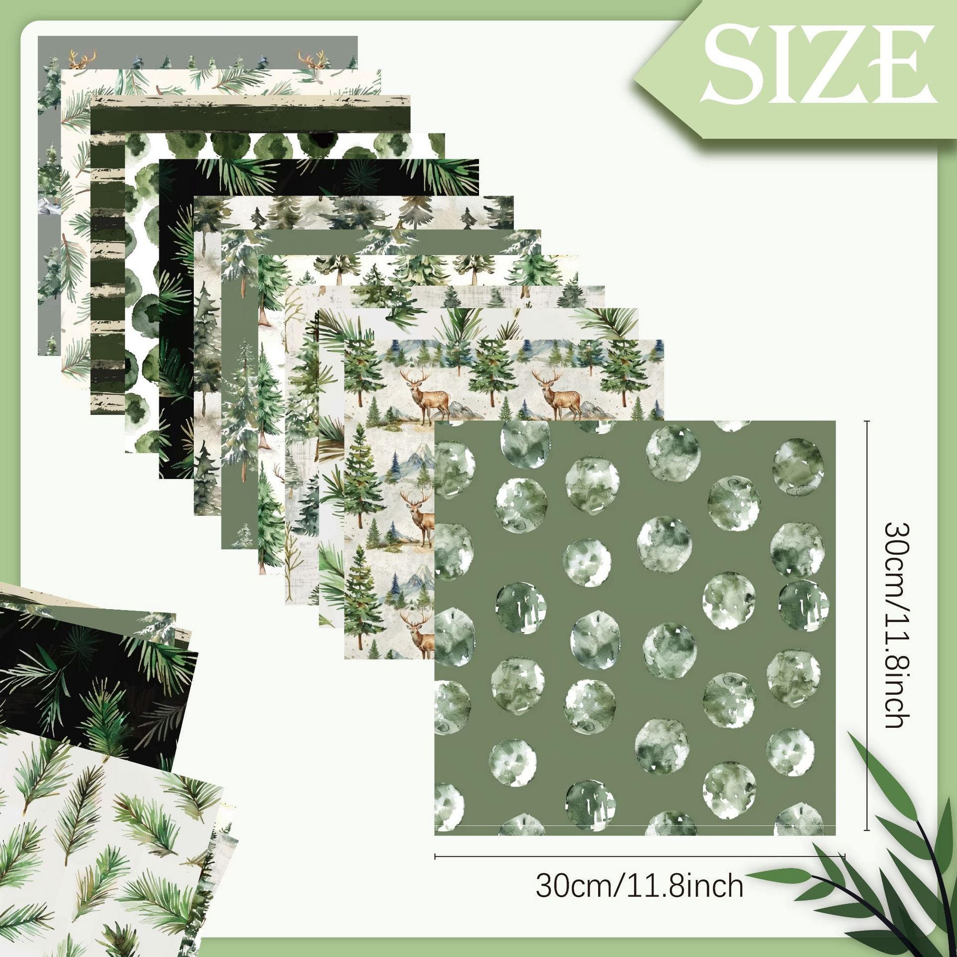 12 inch Tree Forest Scrapbook Paper Pad PAJ001