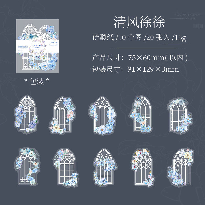 20 Pcs White Windows Themd Stickers LMCT