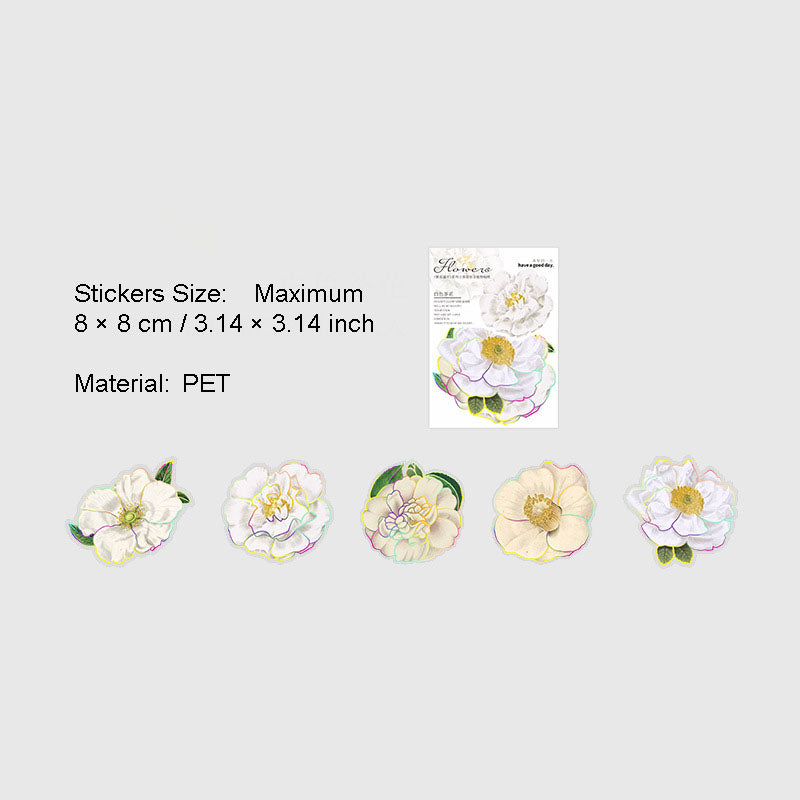 10 Pcs Gliter Flower PET Stickers FHSK