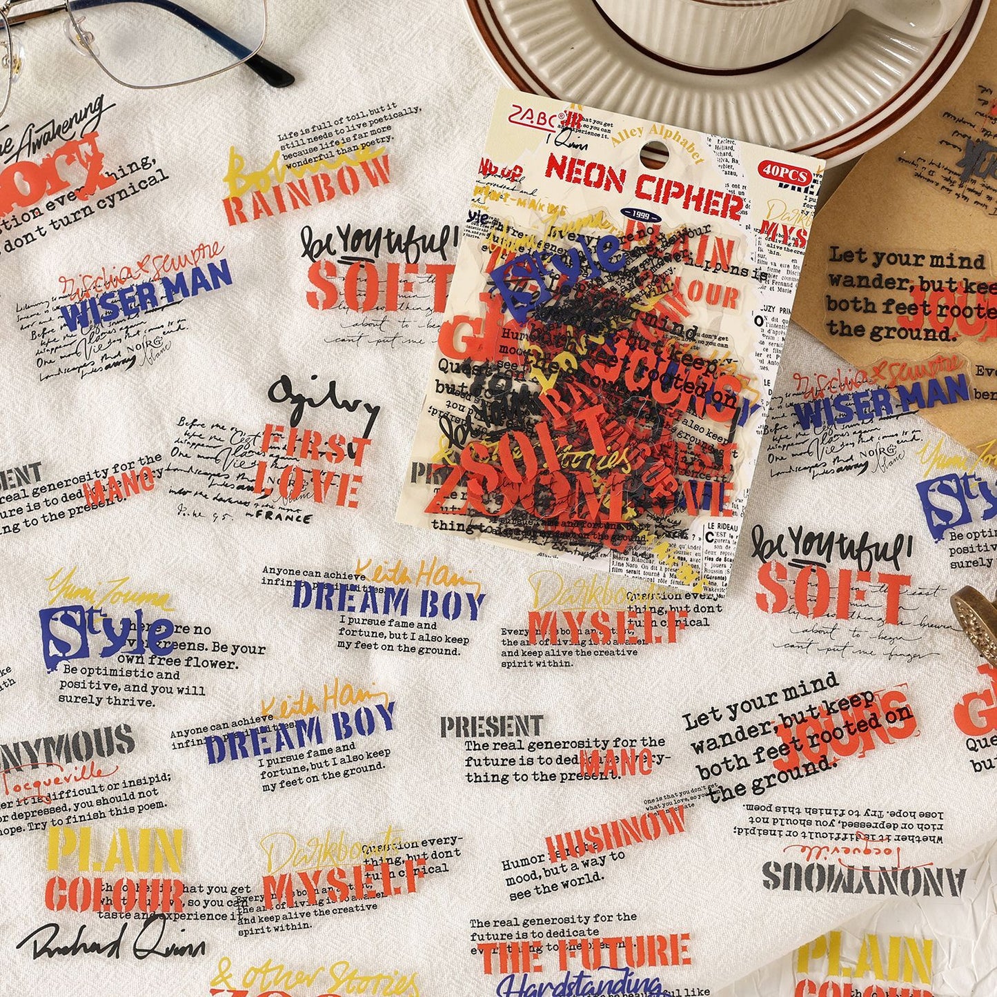 40 Pcs Quote Words PET Stickers ZJXY