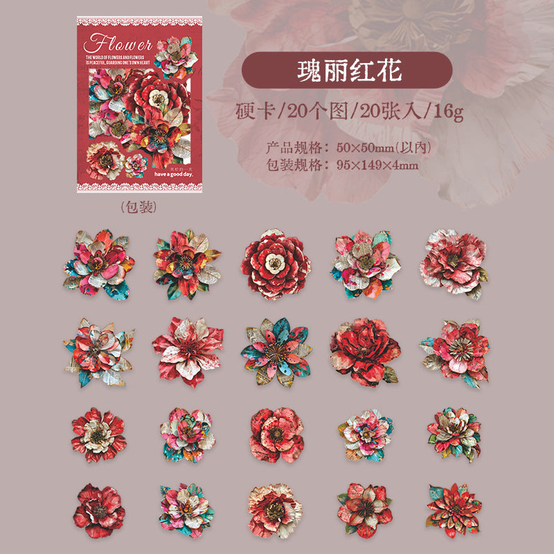 20 Pcs Flowers Cardstock Stickers HXJX