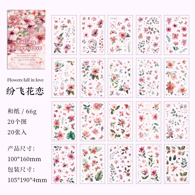 20 Sheets Die-cut Flower Washi Stickers Book FHYX