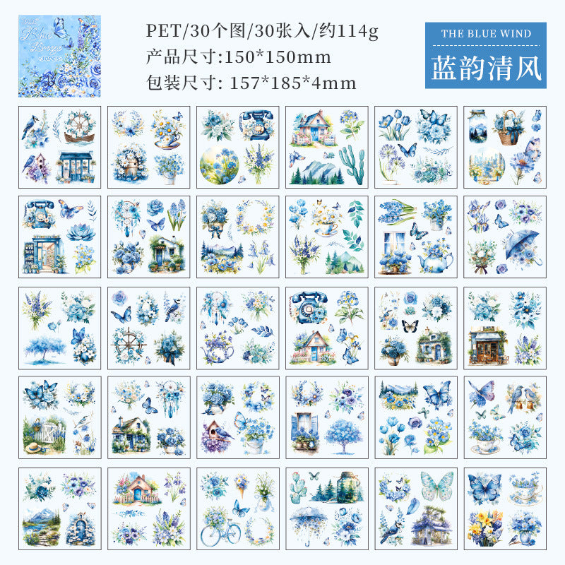 30 Sheets Garden Flower PET Stickers Book WSSL