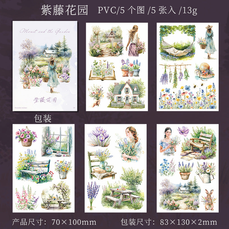 5 Sheets Garden Themed Transfer Stickers MNYHY