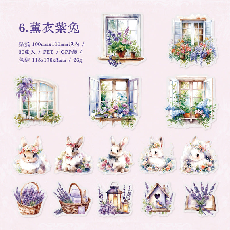 30 Pcs Window Themed PET Stickers LGCT