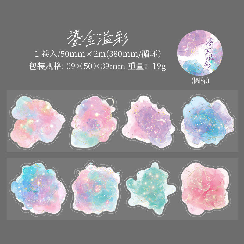 1 Roll Die-Cut Watercolor PET Stickers CRXH