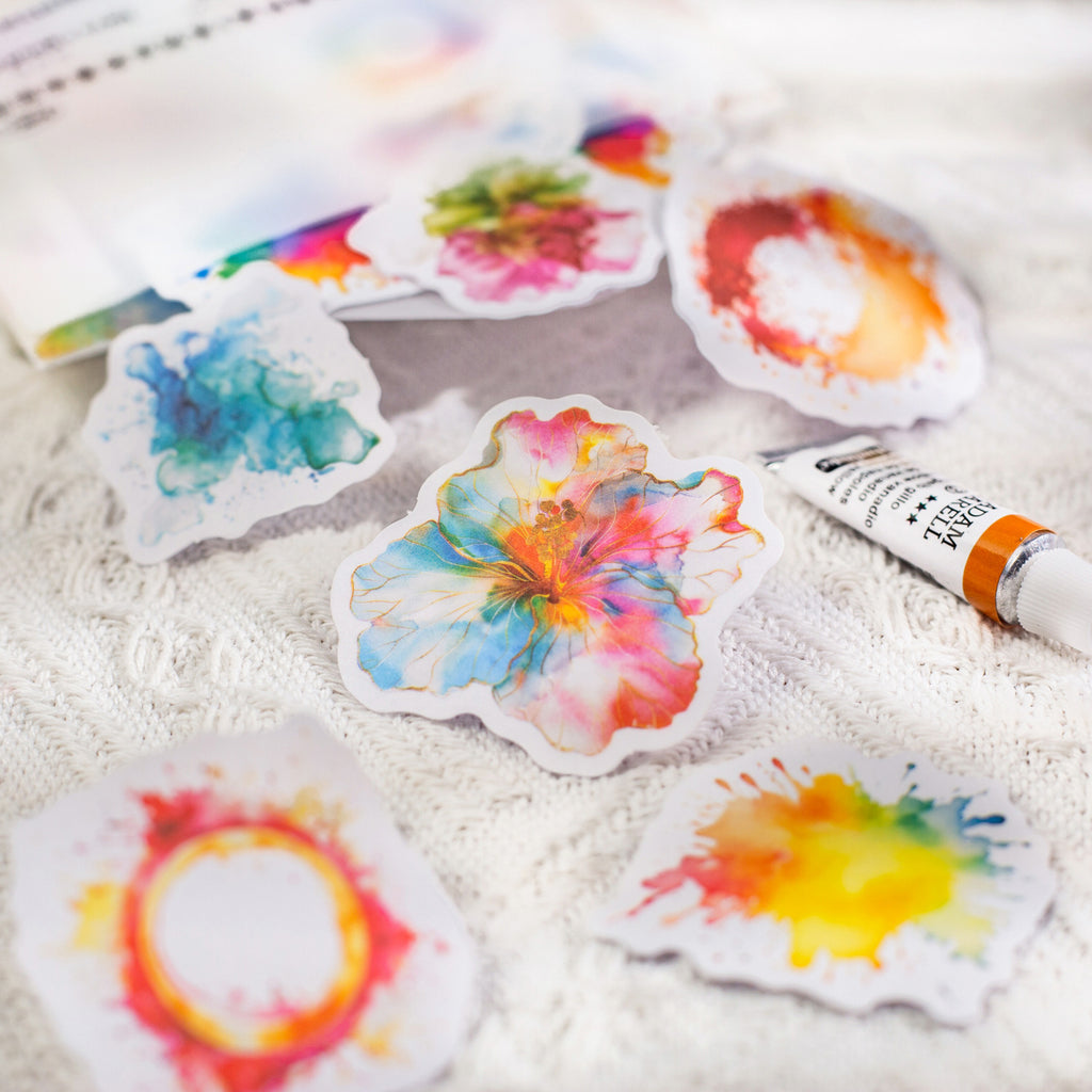 50 Pcs Watercolor Stickers SCYLH