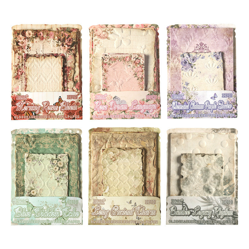 10 Sheets Vintage Embossed Scrapbook Paper XSJM