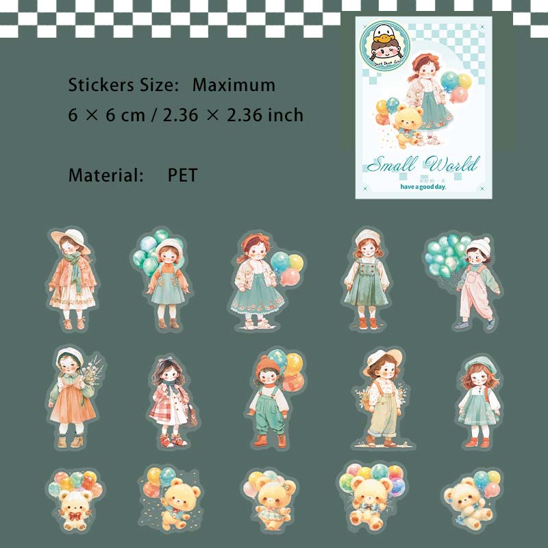 15 Pcs Cute Little Girl PET Stickers XXSJ