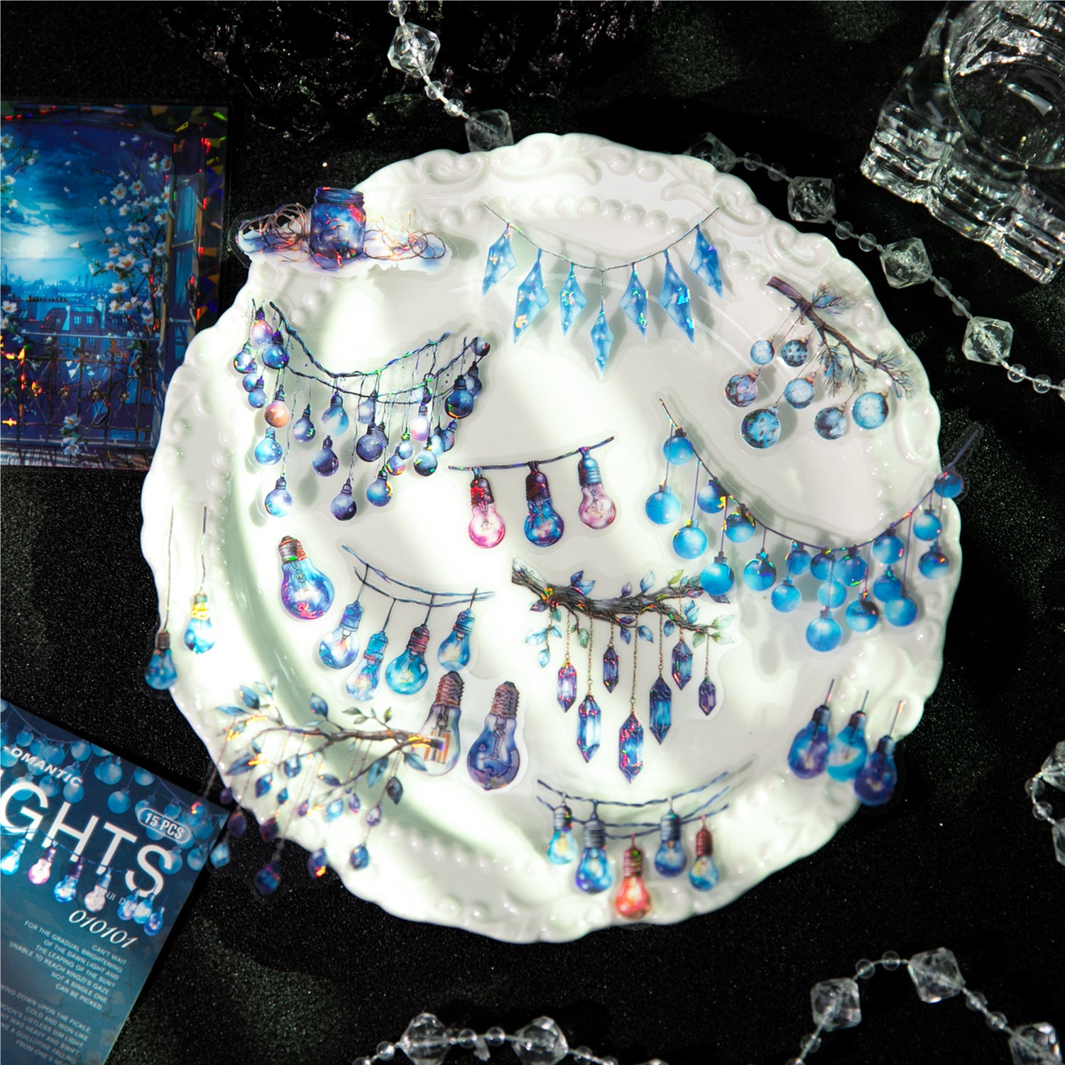 15 Pcs Night Light PET Stickers LMDH