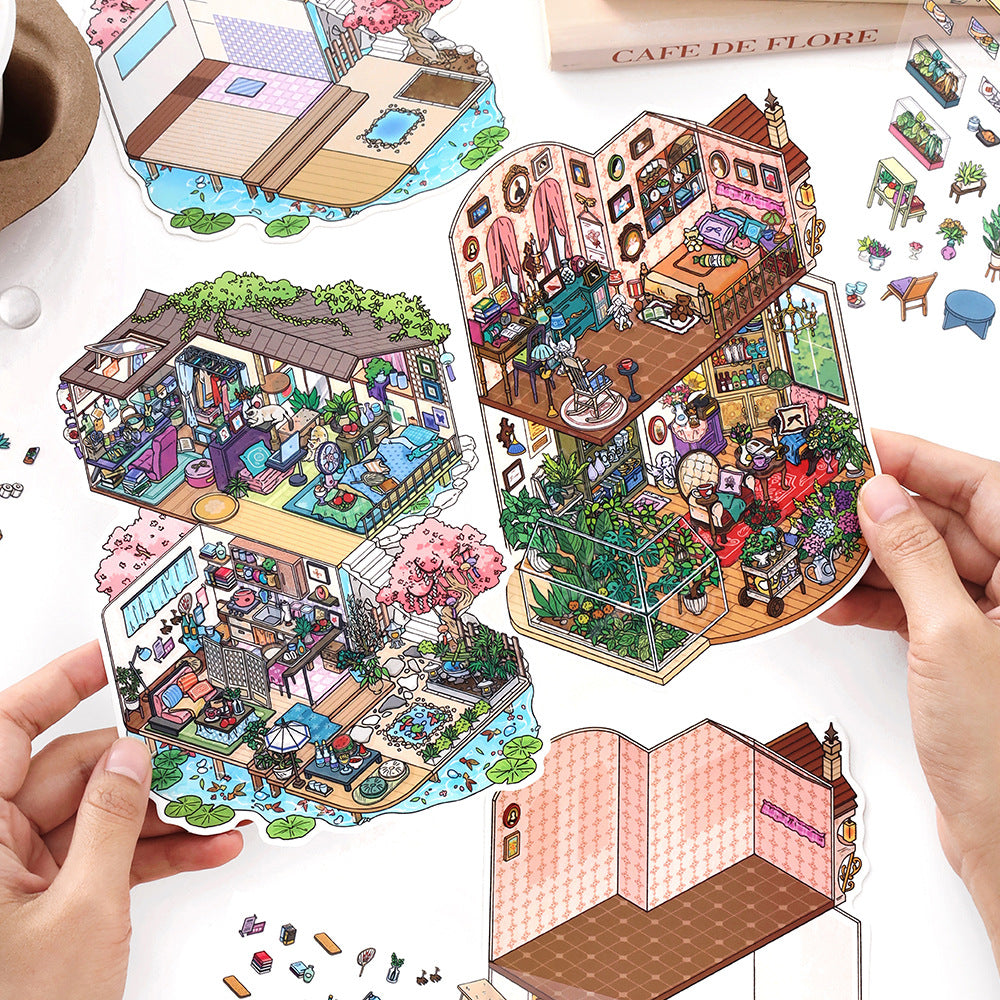 3D Shop House Home Scene DIY Stickers Kit WDXW11