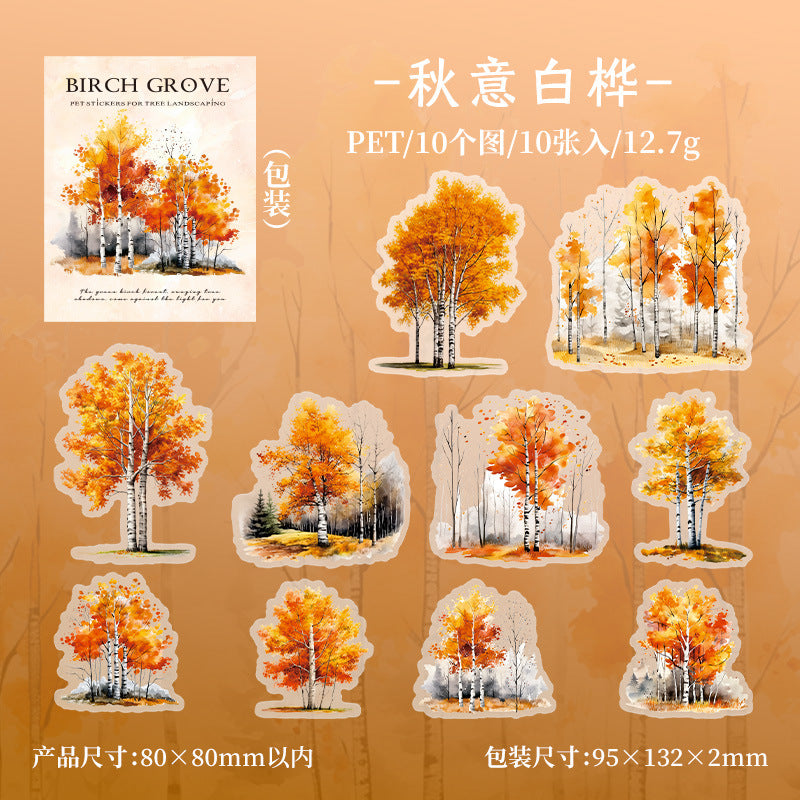 10 Pcs PET Tree Stickers BHSL