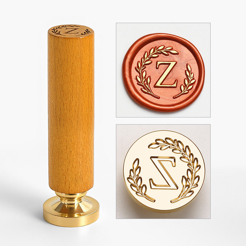 Vintage Alphabet: Wooden Handle Wax Seal Stamp Set
