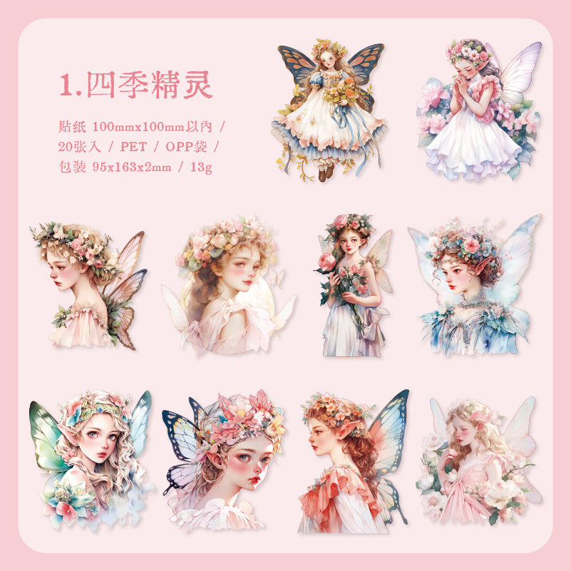 20 Pcs Elf Girl PET Stickers JLSN