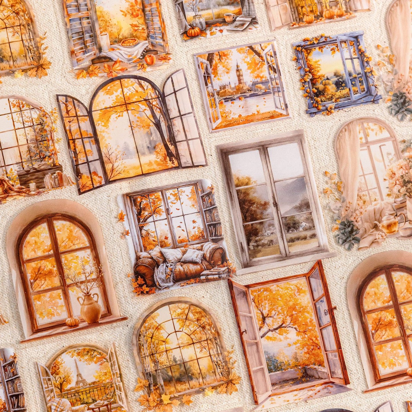 30 Pcs Autumn Landscape PET Stickers QRSH