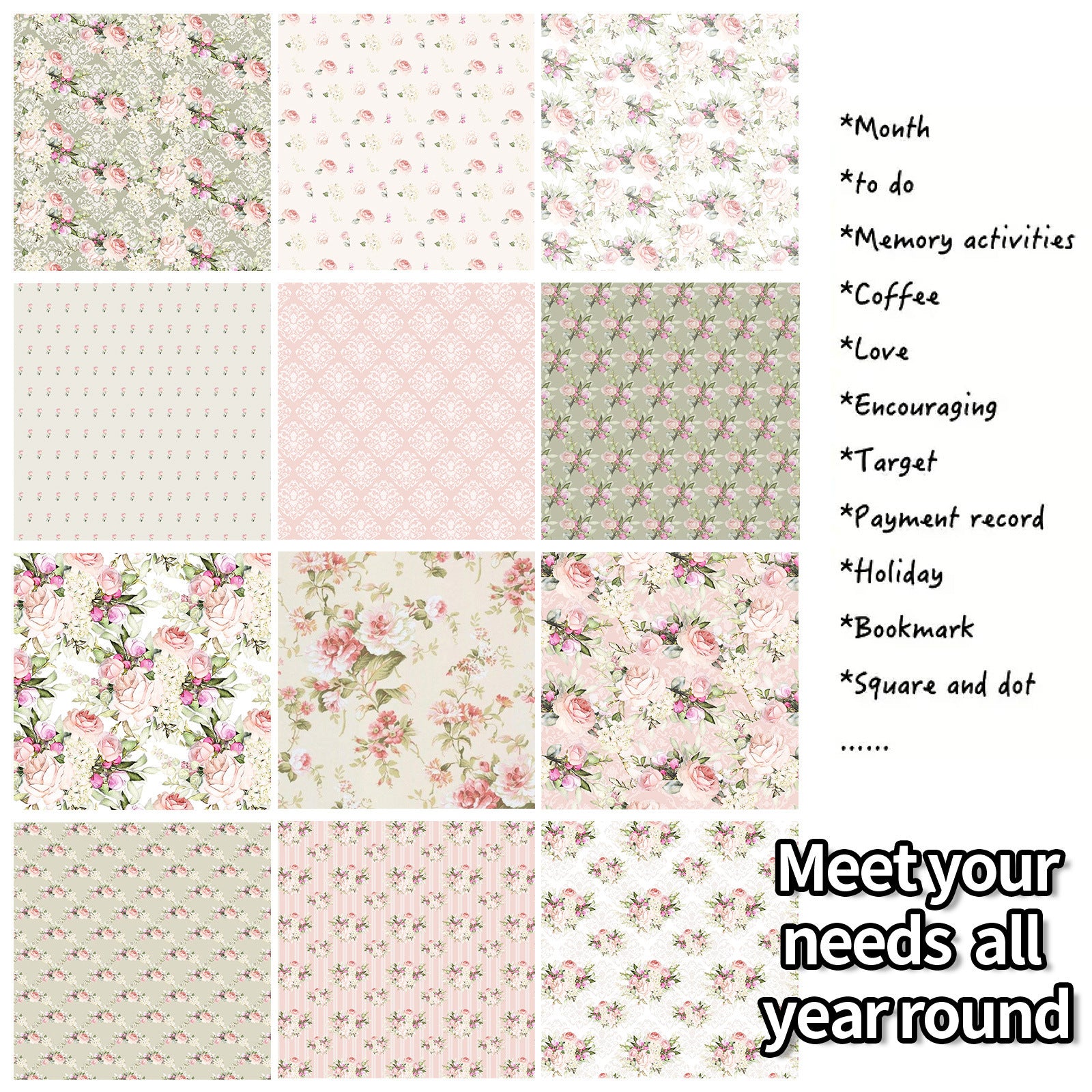 6 inch Pink Flower Scrapbook Paper Pad PA272