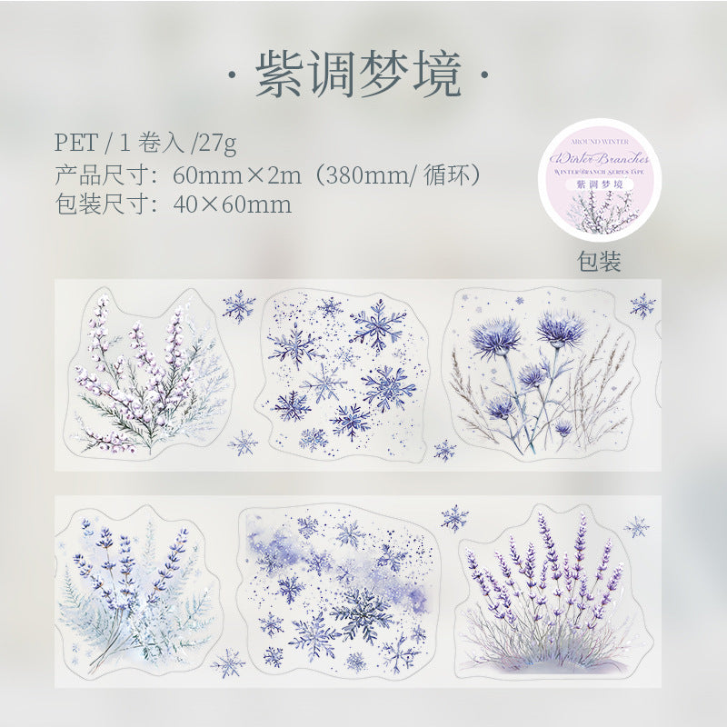 1 Roll Winter Branches PET Stickers Tape DJZY