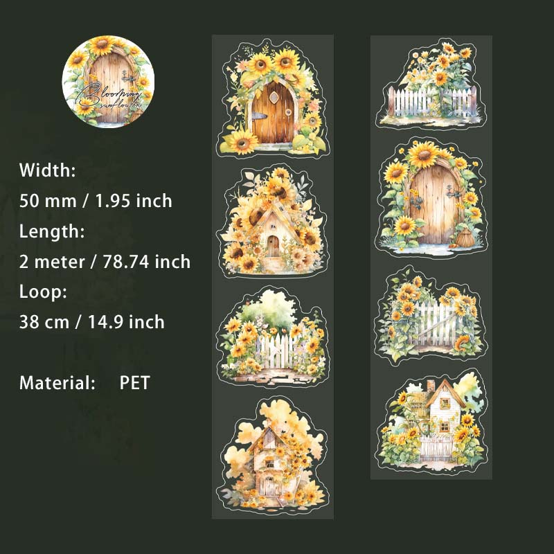 1 Roll Sunflower Garden PET Stickers Tape SFXRK