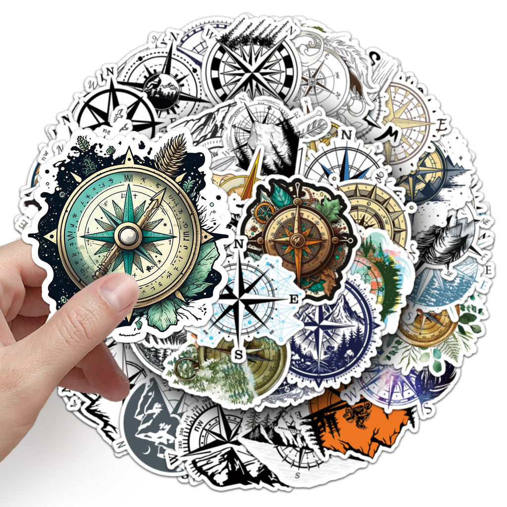 50Pcs Travel Compass Vinyl Stickers TRV21