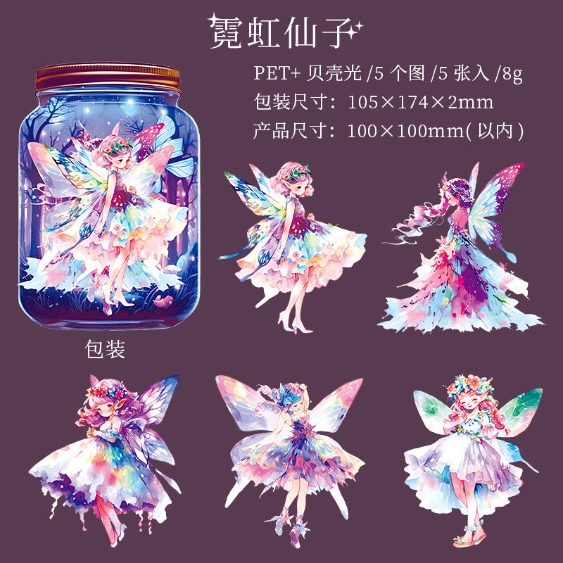 5 Pcs Flower Fairy PET Stickers XXNRJ