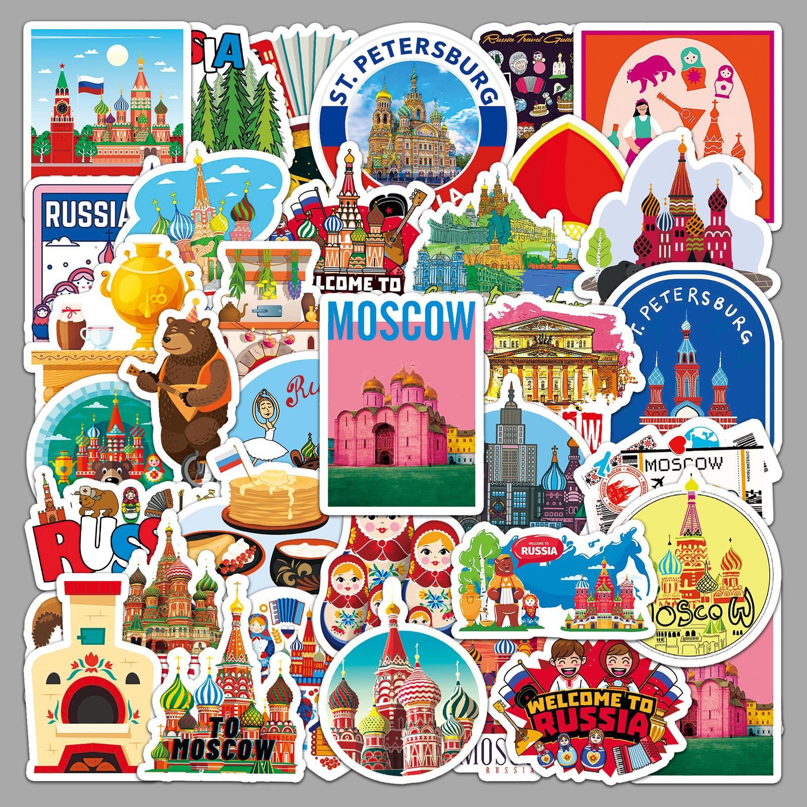 50Pcs Russia Travel Vinyl Stickers TRV09