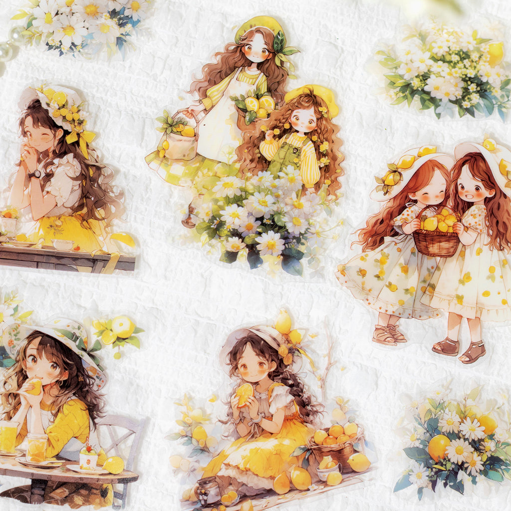 20 Pcs Little Girl and Flower PET Stickers SNDSJ