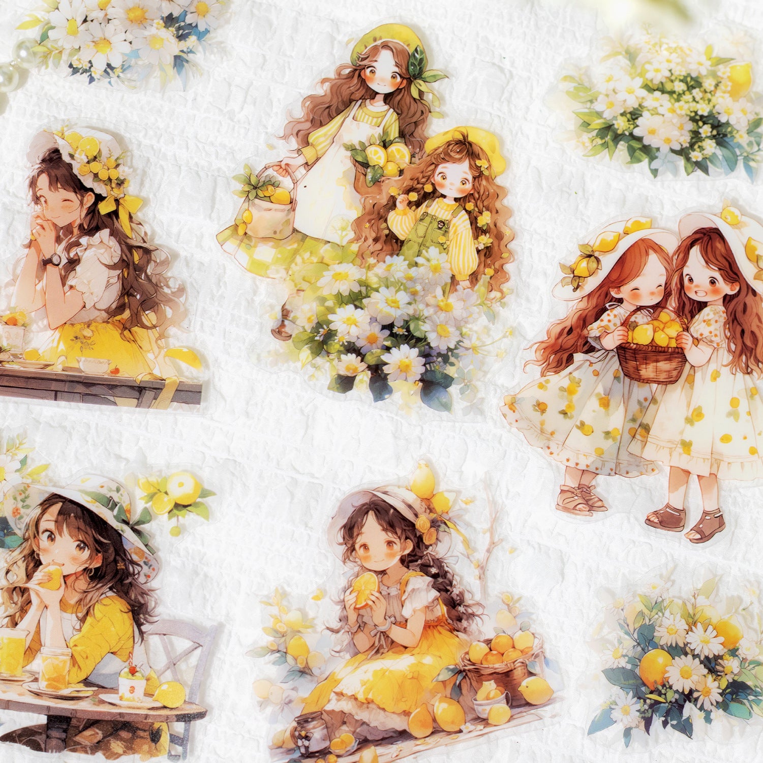 20 Pcs Little Girl and Flower PET Stickers SNDSJ