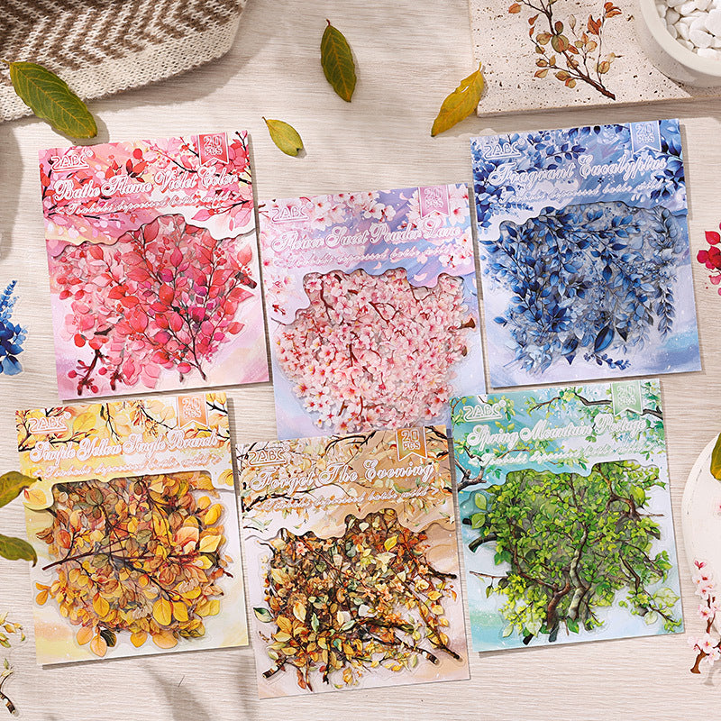 20 Pcs Flower Branches PET Stickers CYMY