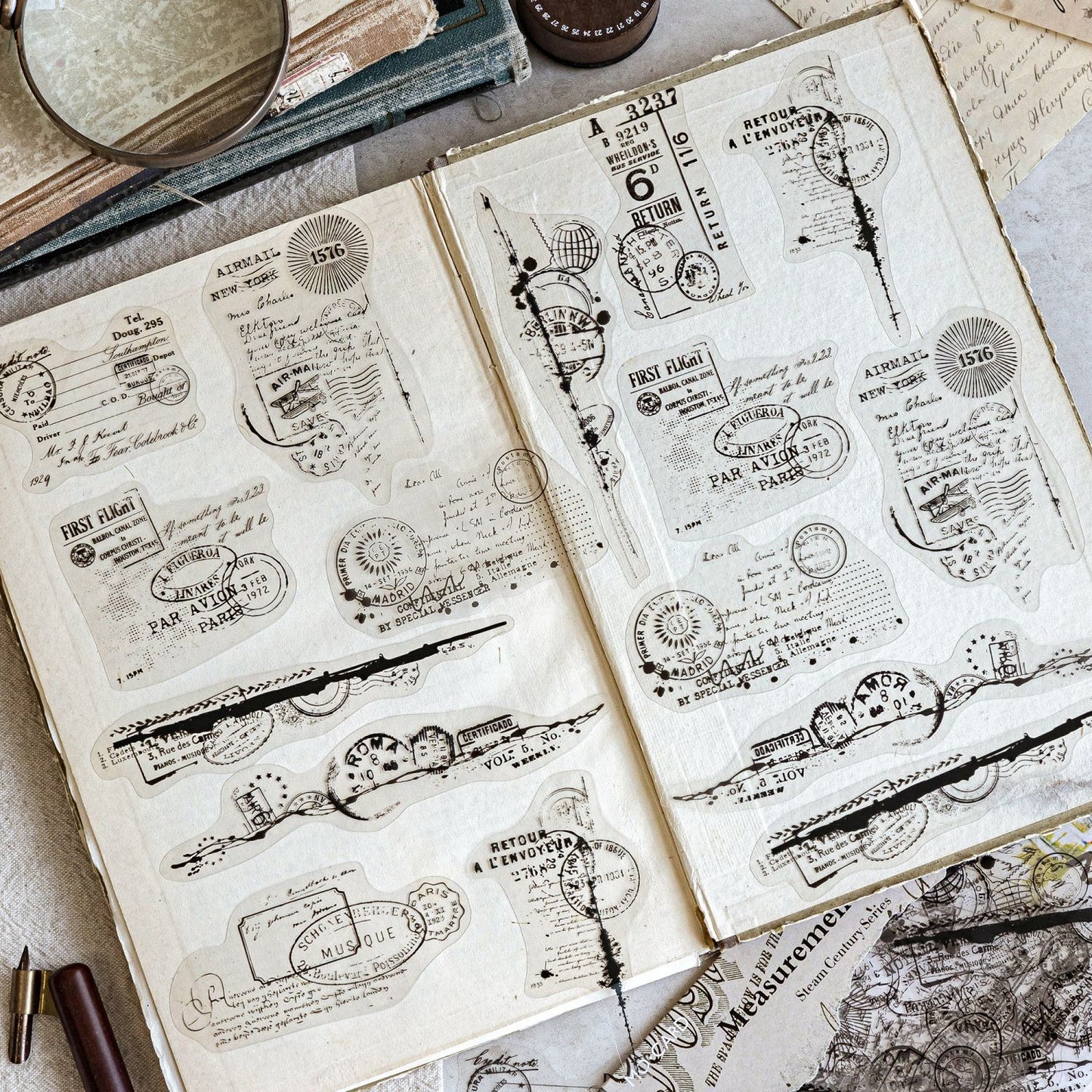 20 Pcs Vintage Steam Age PET Stickers ZQSJ