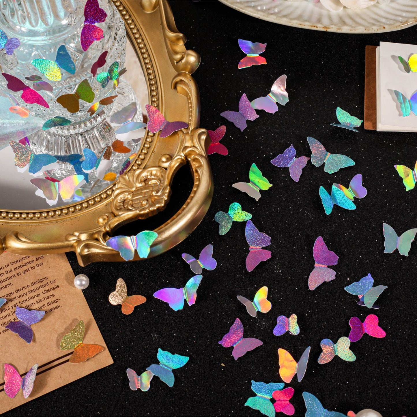 40 Pcs Holographic Paper Butterfly  DYXL