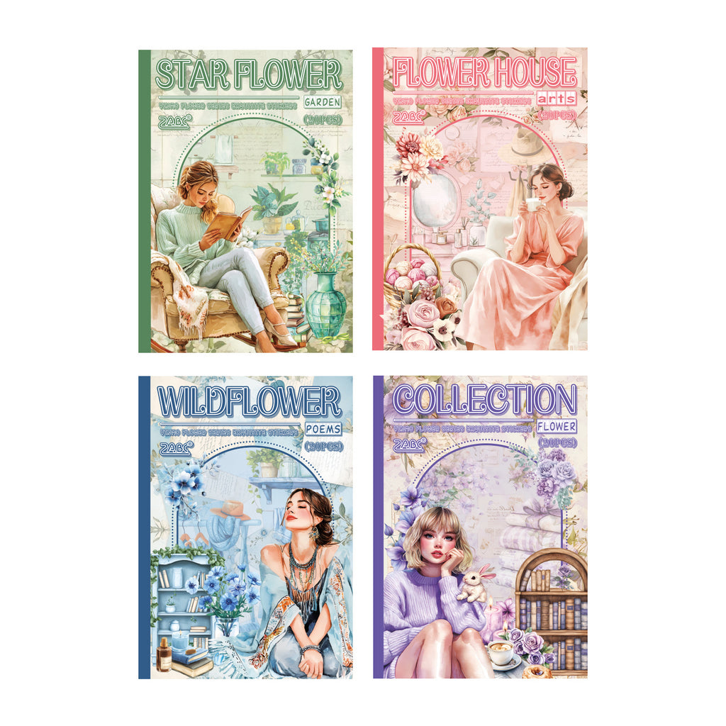 20 Sheets Flower Girl Stickers Book YMHM