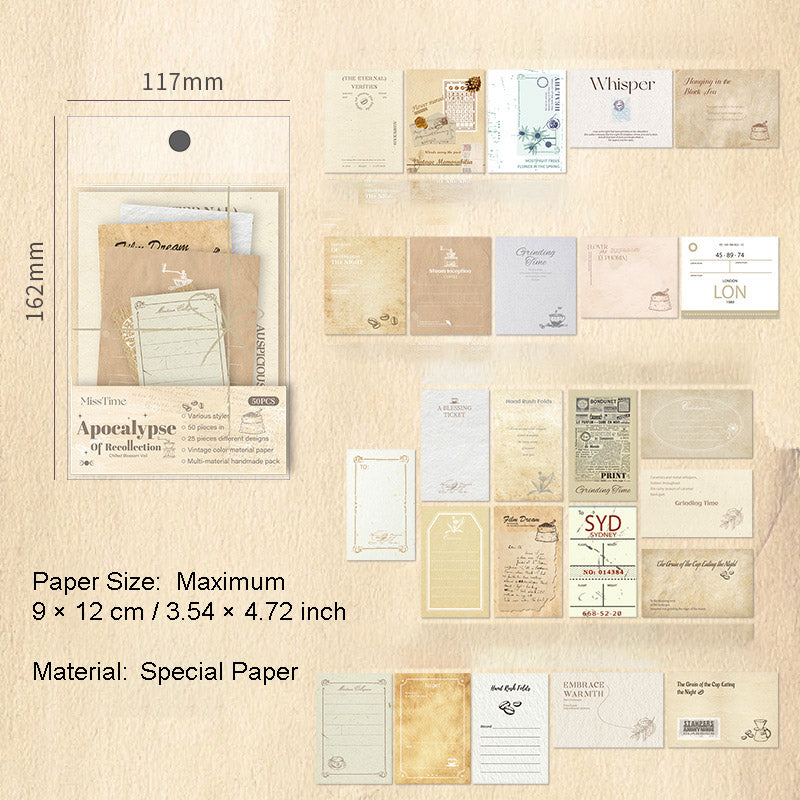50 Pcs Vintage Scrapbook Paper HYQSL