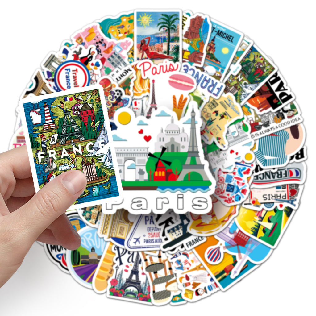 50Pcs France Travel Vinyl Stickers TRV06