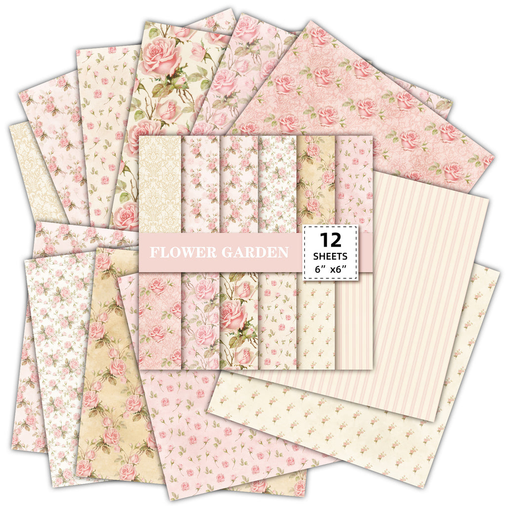 6 inch Pink Floral Scrapbook Paper Pad PA271