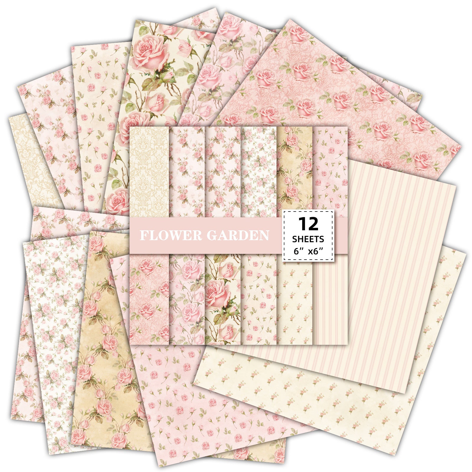 6 inch Pink Floral Scrapbook Paper Pad PA271