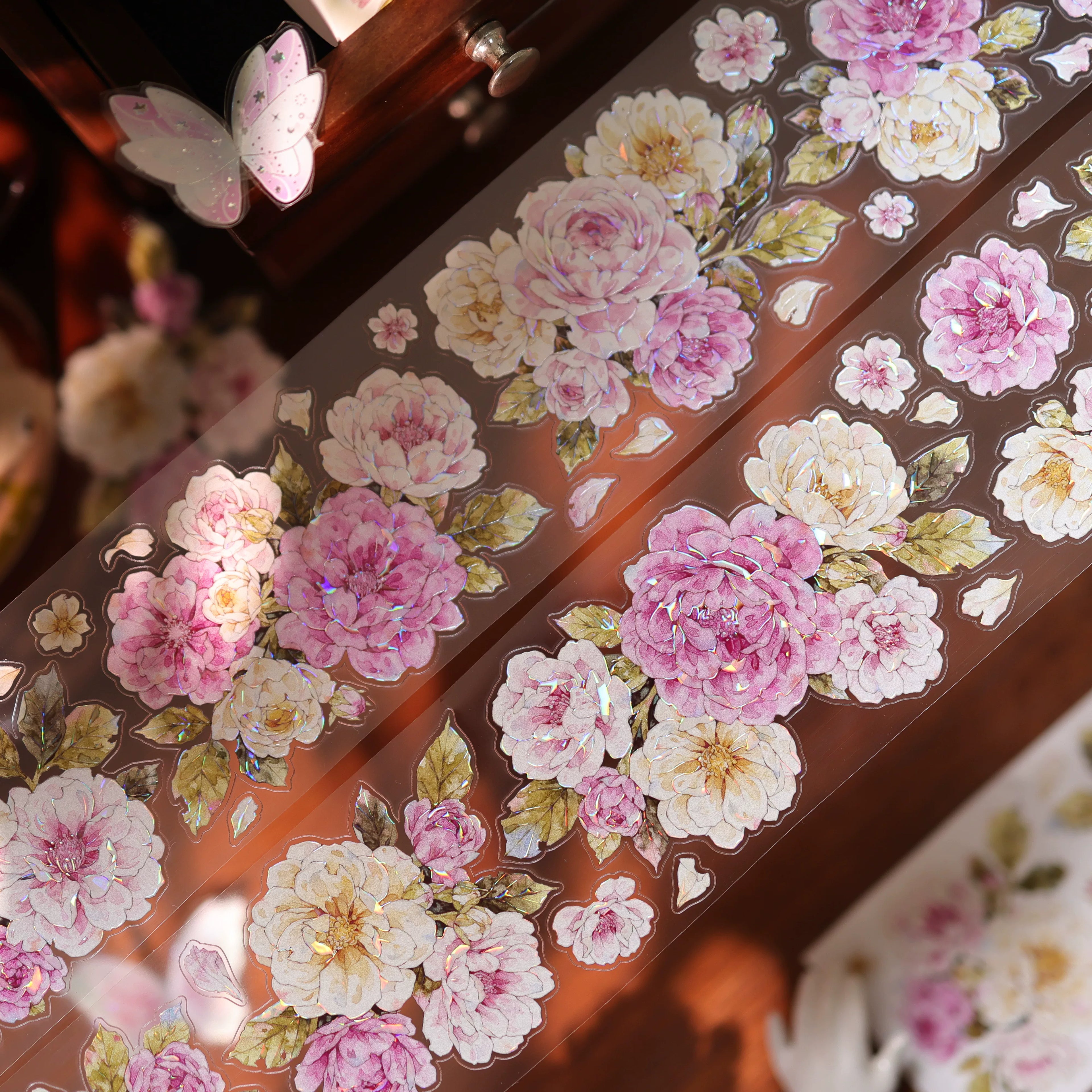 Floral Decorative Tape Rolls- Peach Mist