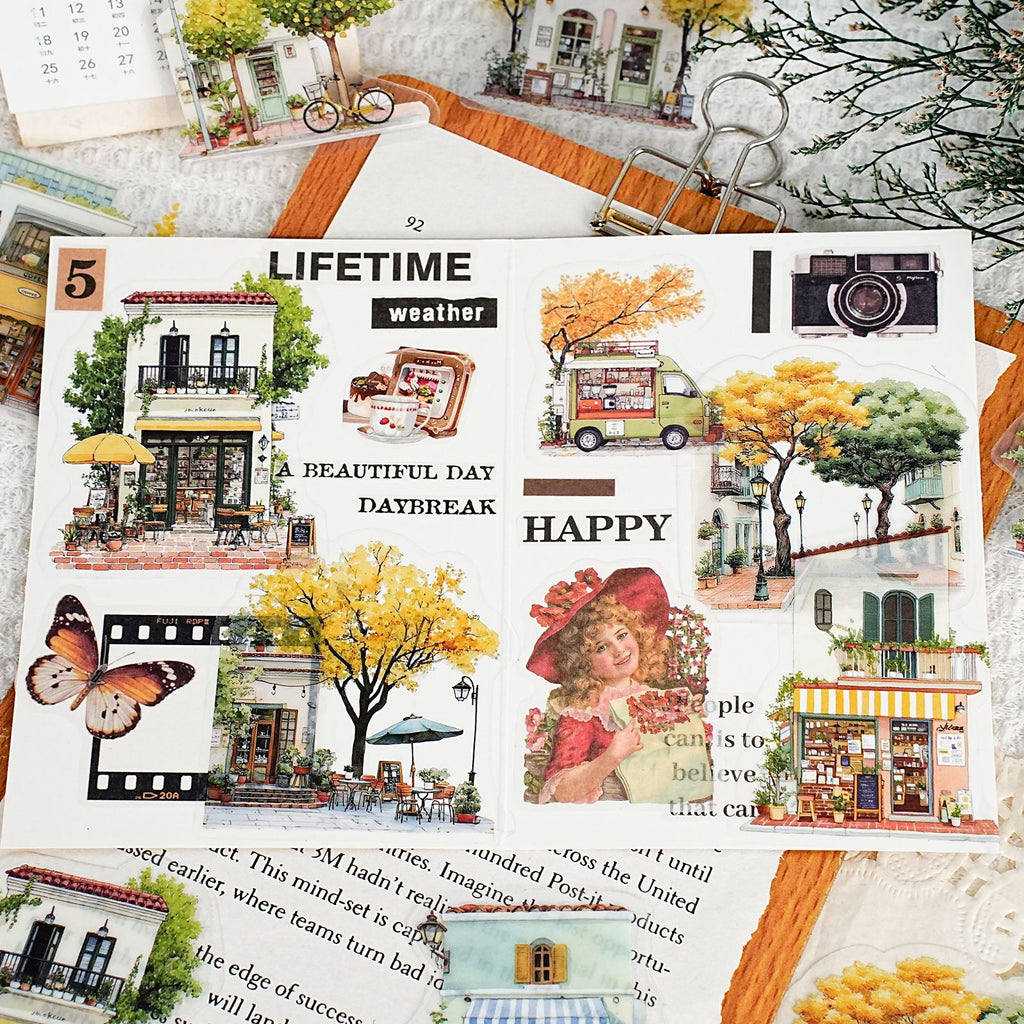 15 Pcs Town House Store PET Stickers XZSG