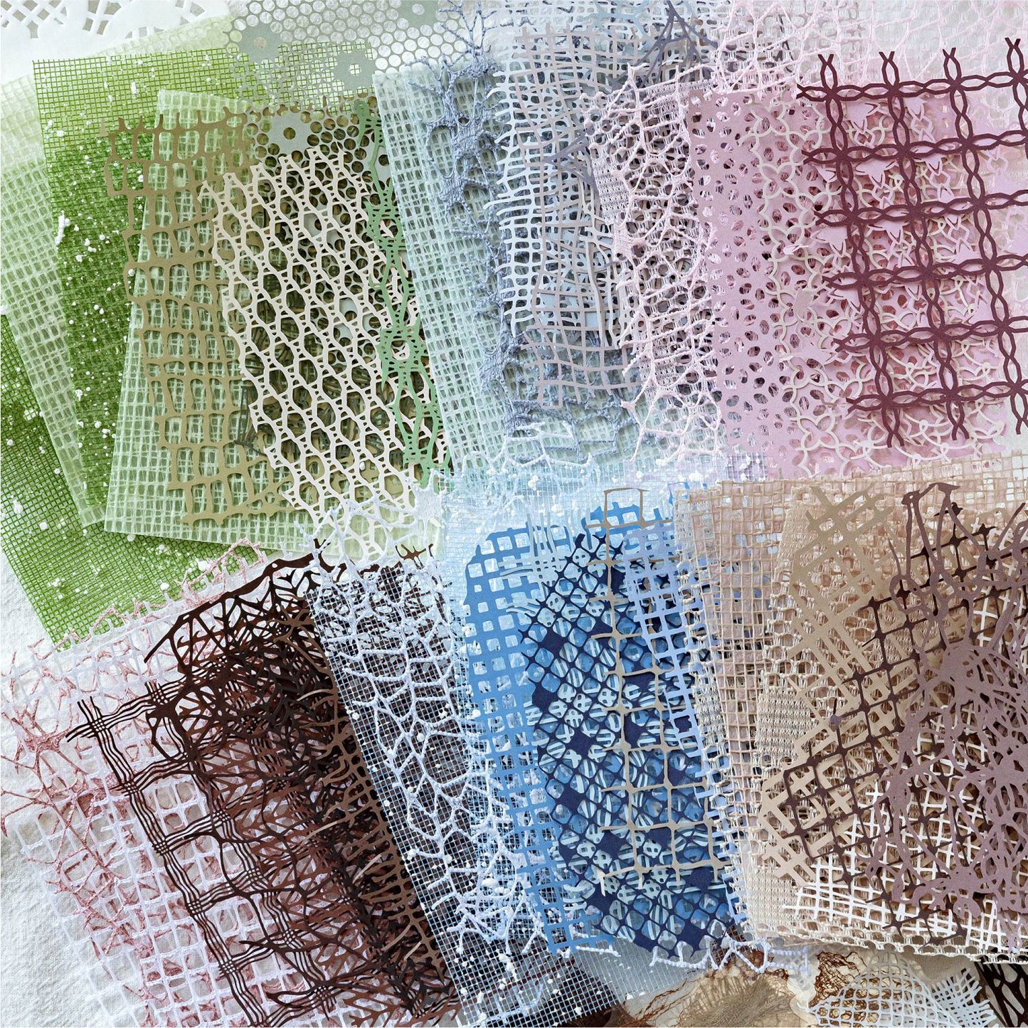 23 Pcs Textured Journal Paper and Fabric Mesh WSXL