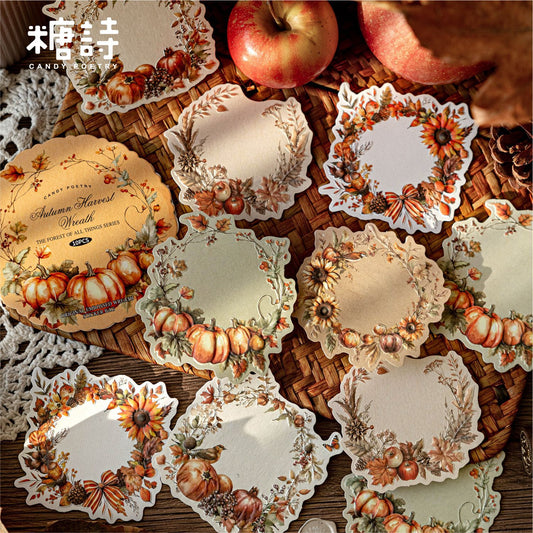 10 Pcs Wreath Themed Embossed Stickers WWZS