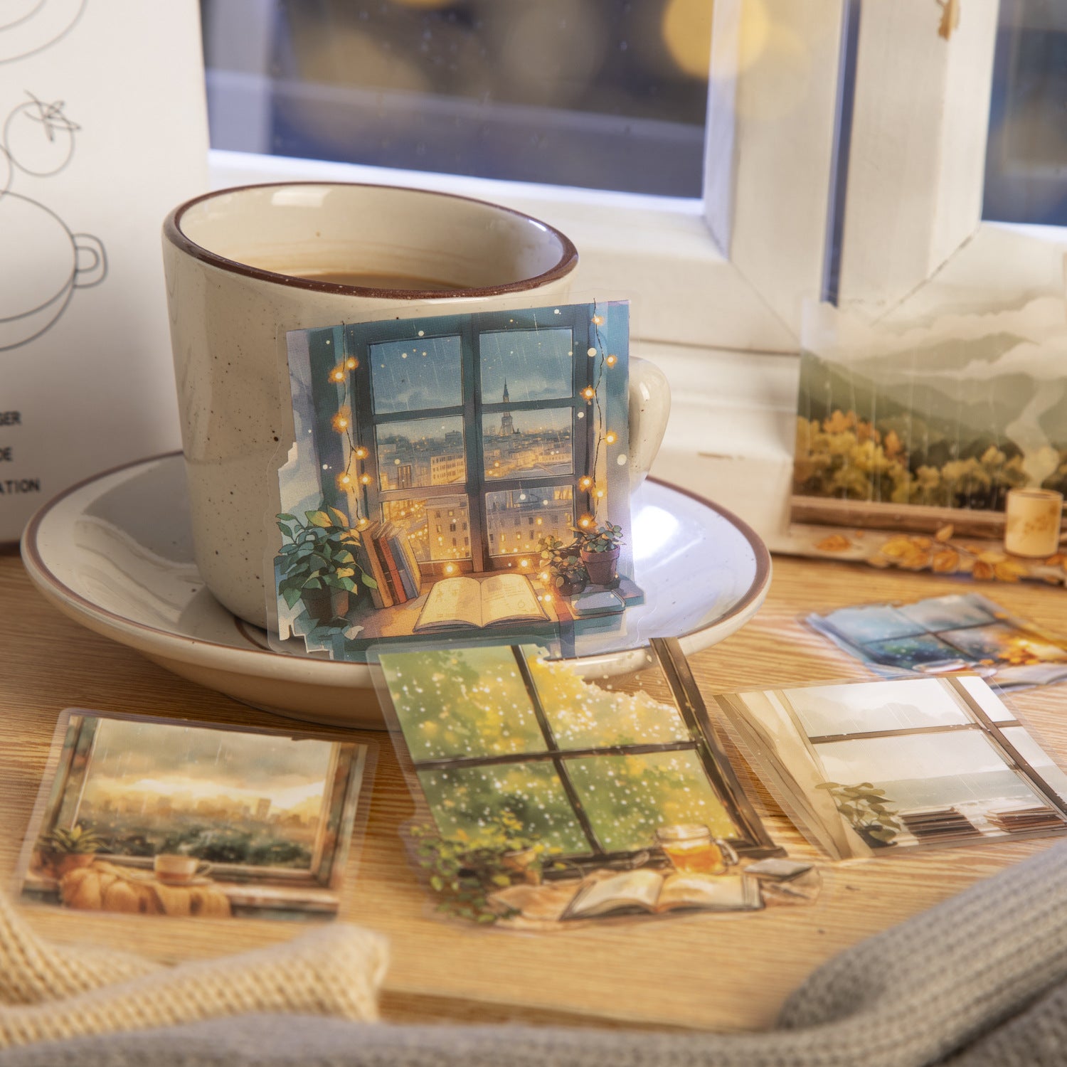 10 Pcs Windows Landscape PET Stickers CBTY