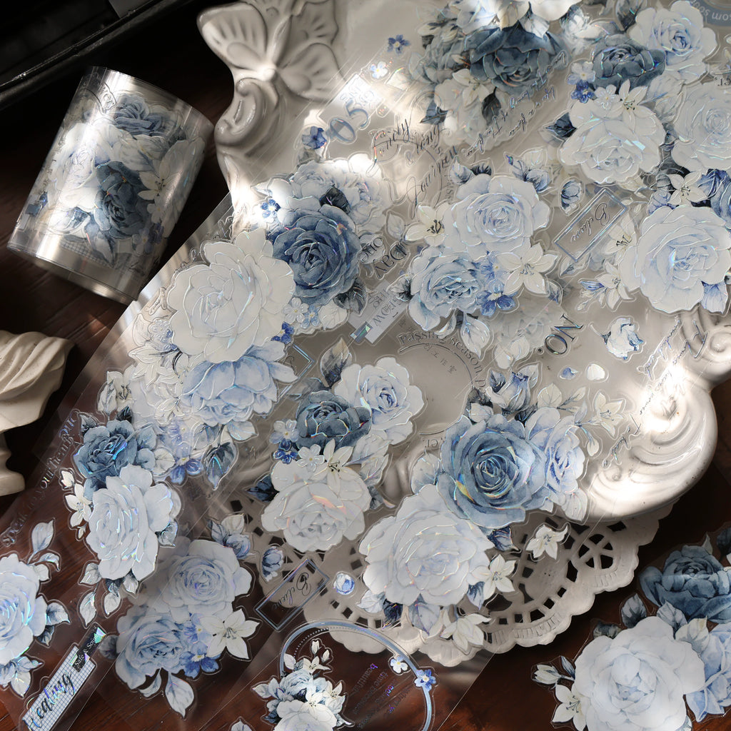 Floral Decorative Tape Rolls- Moonlit Rose Indigo