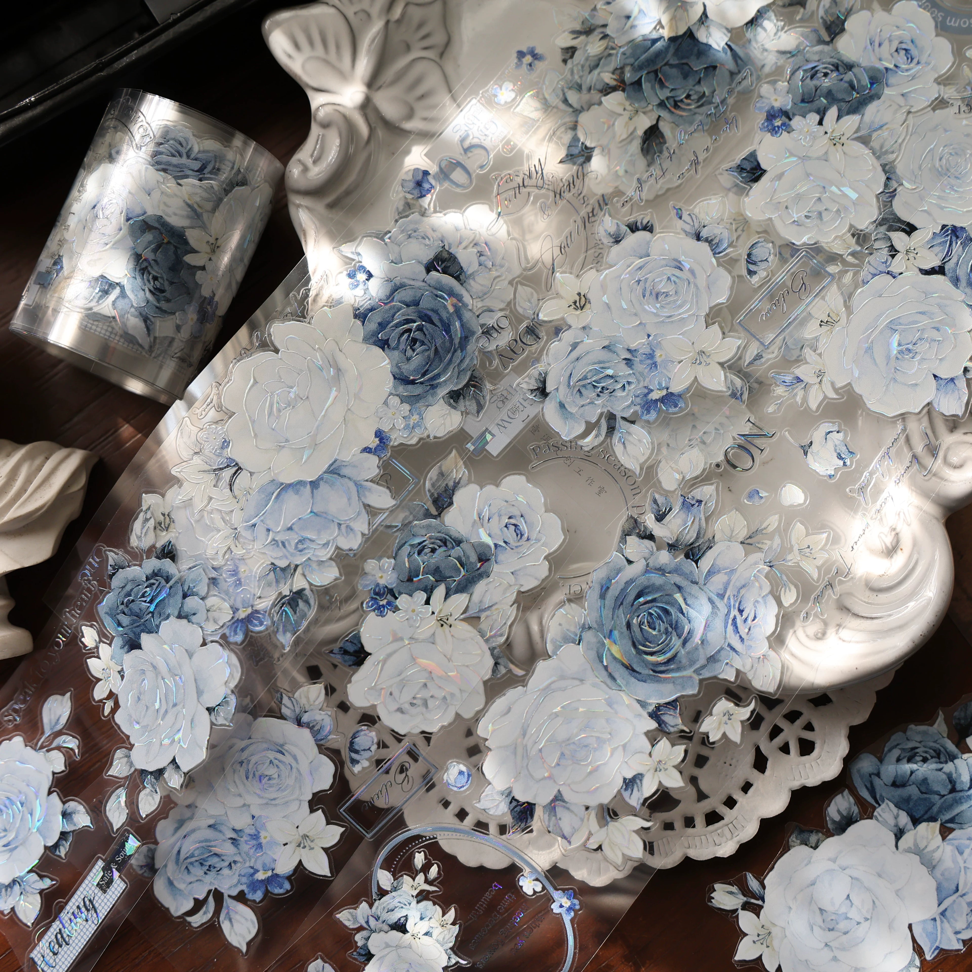 Floral Decorative Tape Rolls- Moonlit Rose Indigo