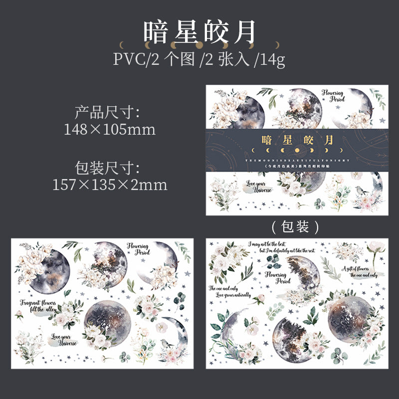 2 Sheets Moon and Flower Transfer Stickers YSZM