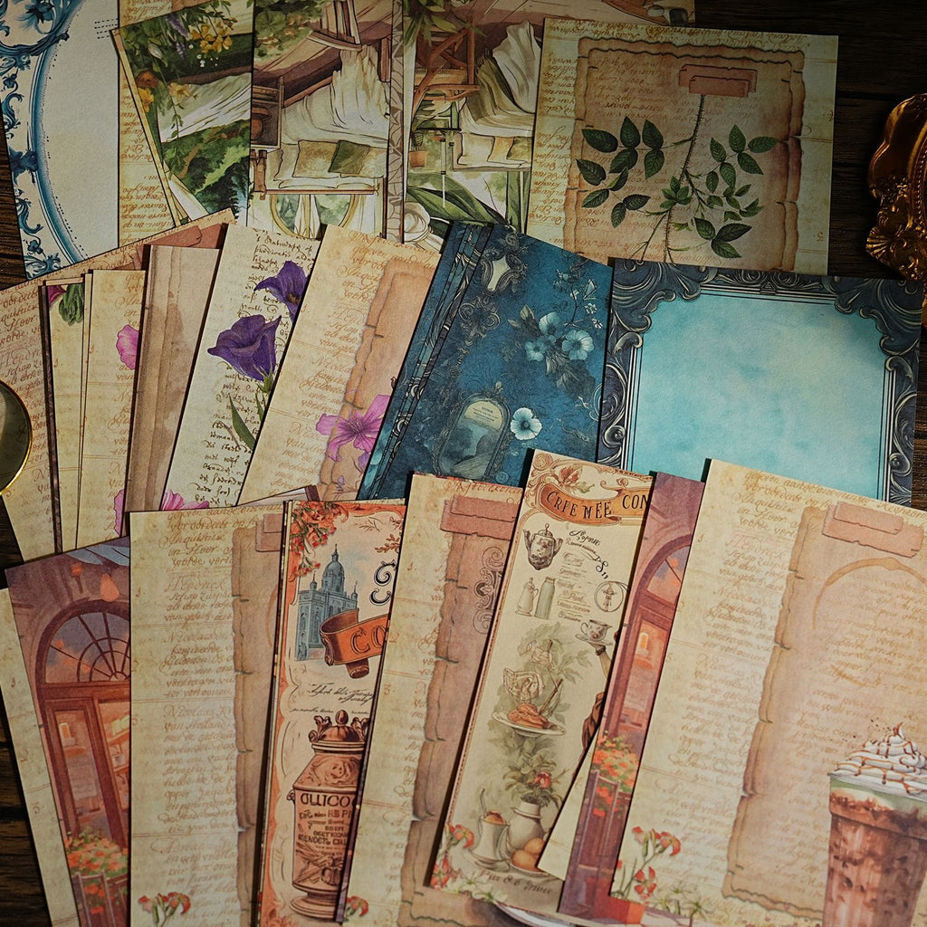 12 Sheets Vintage Scrapbook Paper and Stickers JRSP